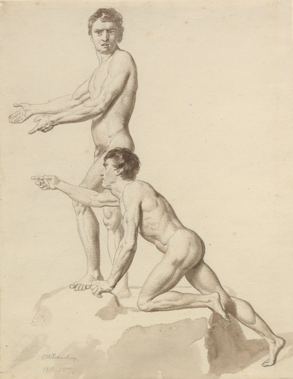 Bir kayanın üzerinde iki İsrailli by Christoffer Wilhelm Eckersberg