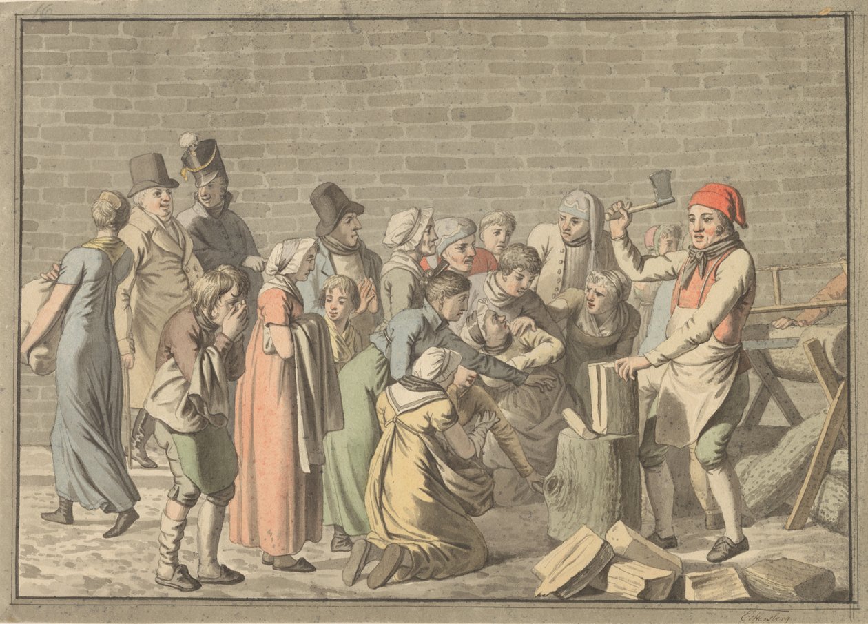 Yoksullara yakacak odun dağıtımı by Christoffer Wilhelm Eckersberg