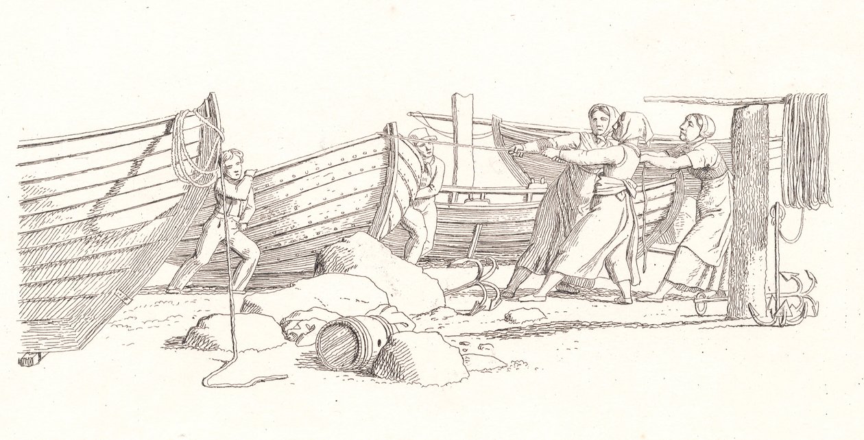 Bir Balıkçı Köyünden Bir Görünüm. Tekneler Karaya Çekildi by Christoffer Wilhelm Eckersberg