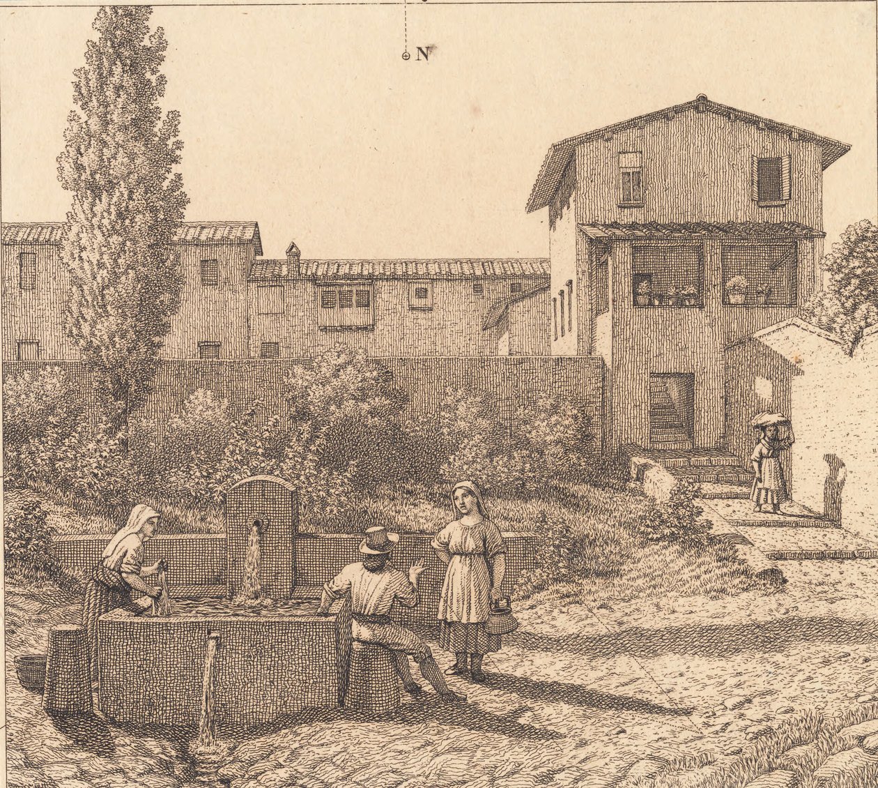 Bir İtalyan Köyünden Bir Görünüm by Christoffer Wilhelm Eckersberg