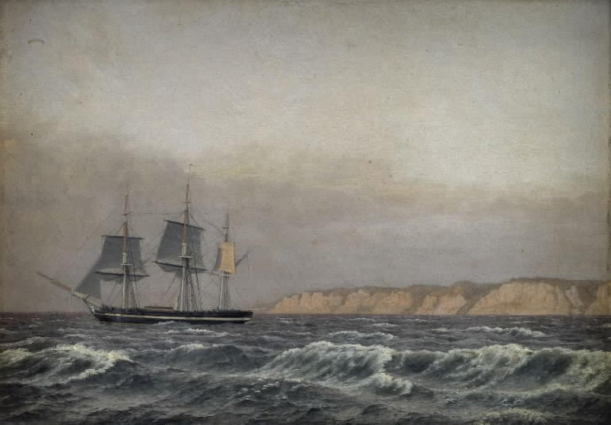 Møn Kayalıkları ve Korvet manzarası by Christoffer Wilhelm Eckersberg