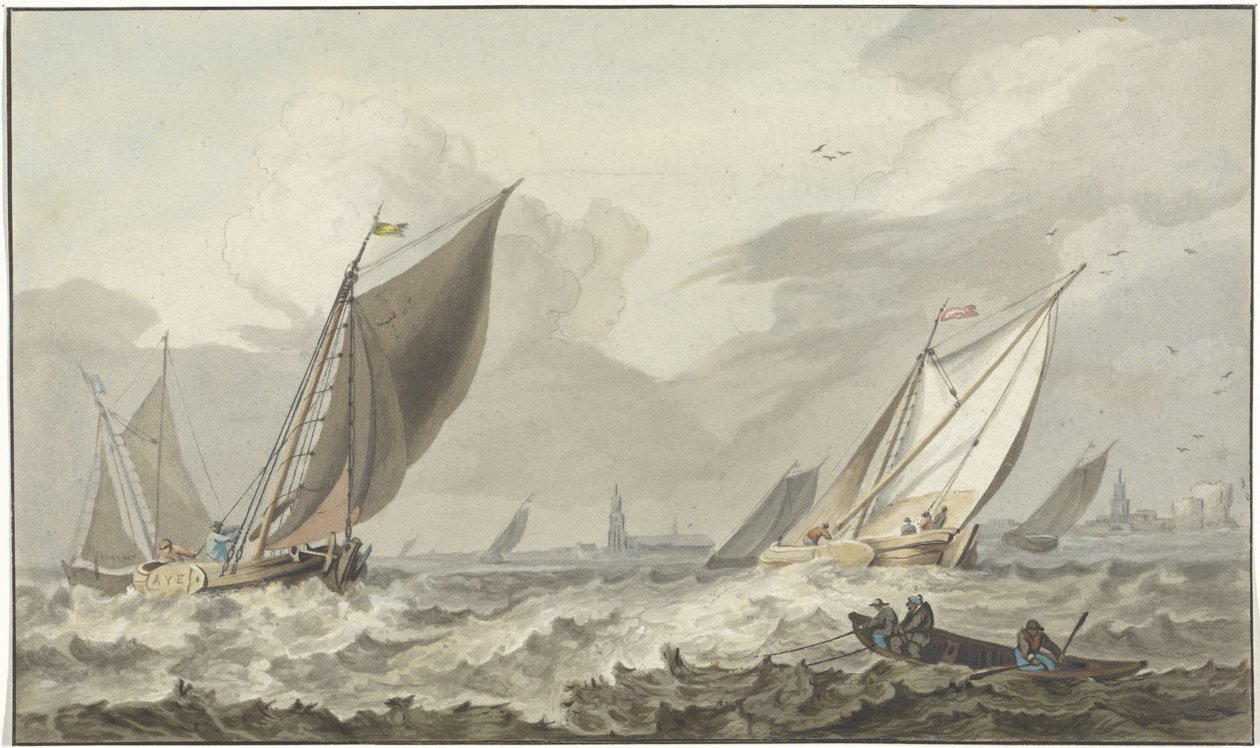 Zuiderzee Medemblik önde by C. Dietrich (prentmaker)