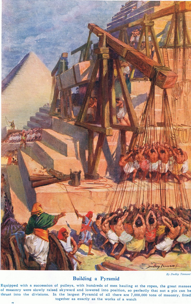 Bir Piramit İnşa Etmek, Cassell, Londra tarafından yayınlanan 'Kara ve Deniz Harikaları'ndan bir örnek by C. Dudley Tennant