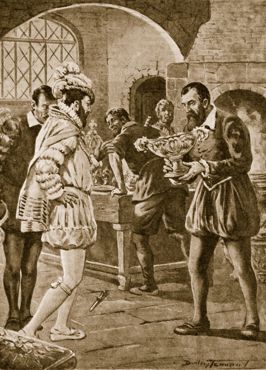 Francis Benvenuto Cellini'yi atölyesinde ziyaret ediyorum (litho) by C. Dudley Tennant