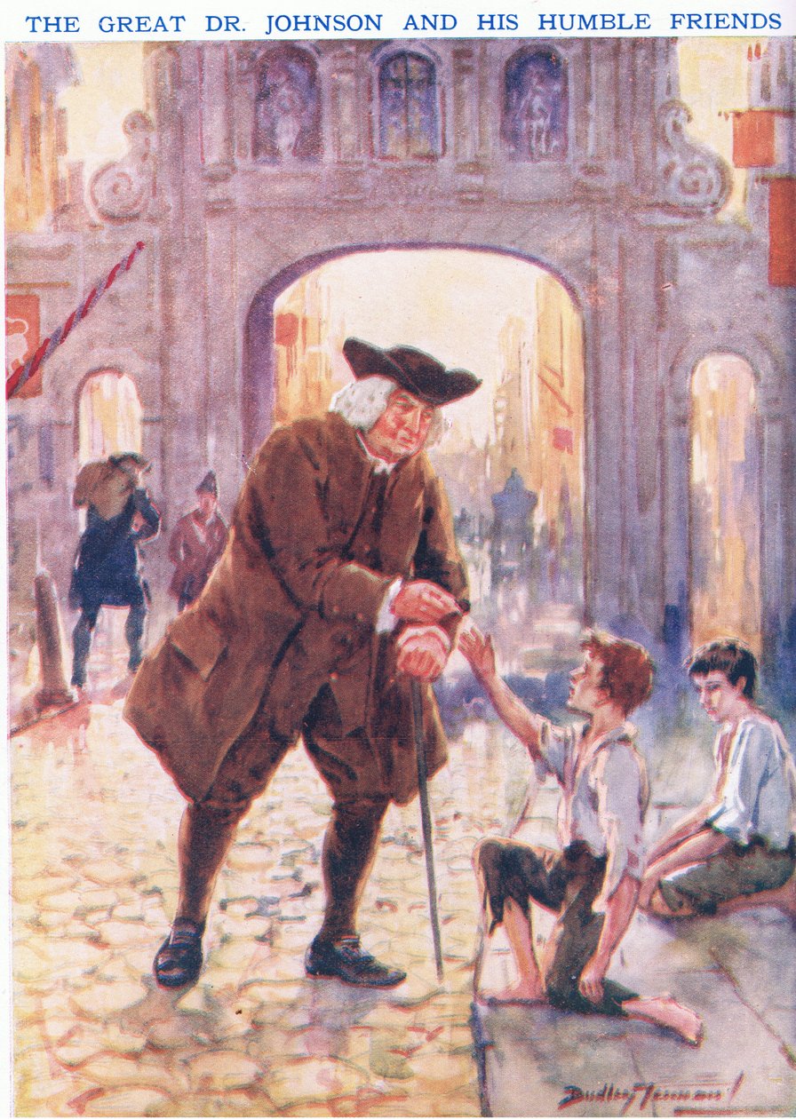 Büyük Dr Johnson ve mütevazi arkadaşları (renkli lito) by C. Dudley Tennant