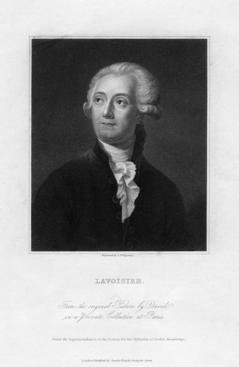 Antoine Lavoisier, 18. yüzyıl Fransız kimyacısı, 19. yüzyıl. by C. E. Wagstaff