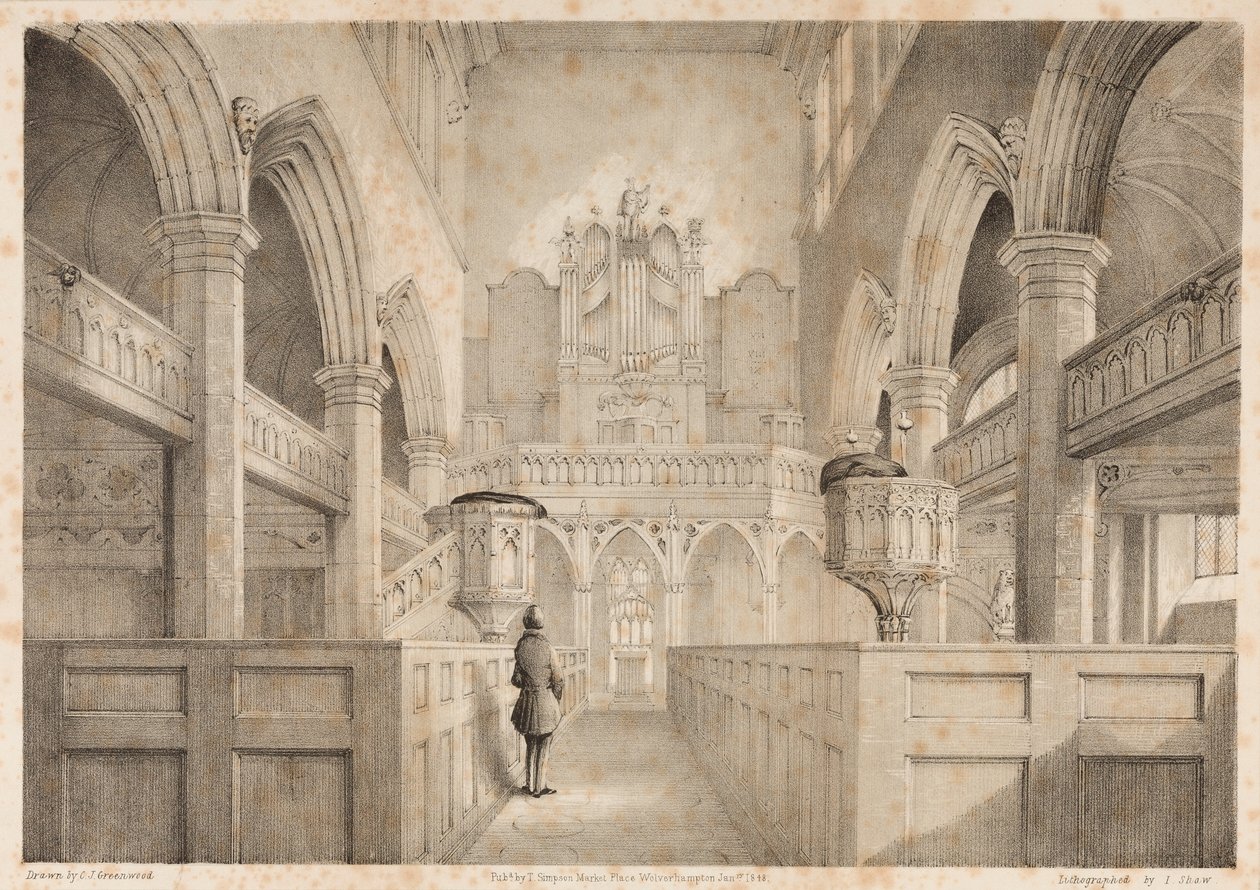 I. Shaw tarafından oyulmuş St. Peters, Wolverhampton, 1848 by C. J. Greenwood