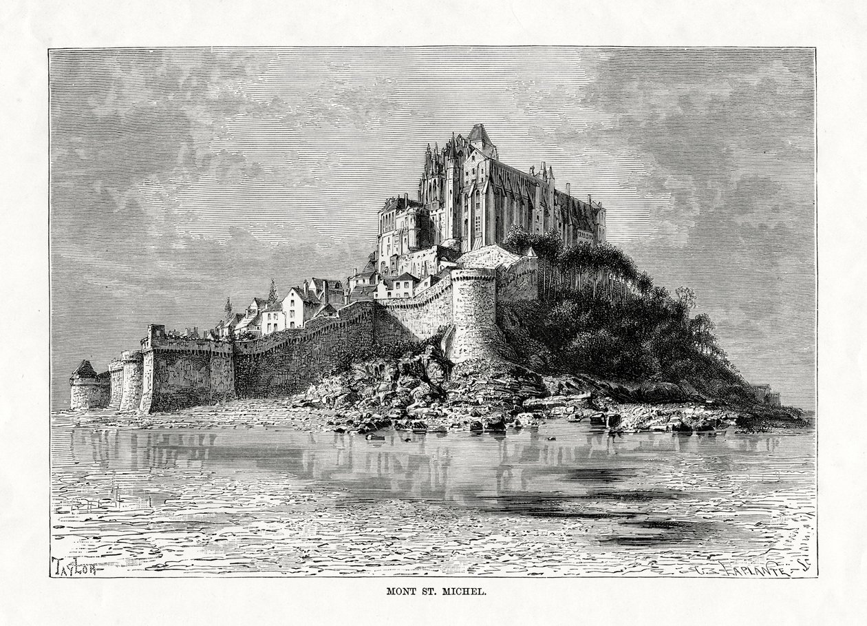 Mont-Saint-Michel, Normandiya, Fransa, 1879 by C. Laplante
