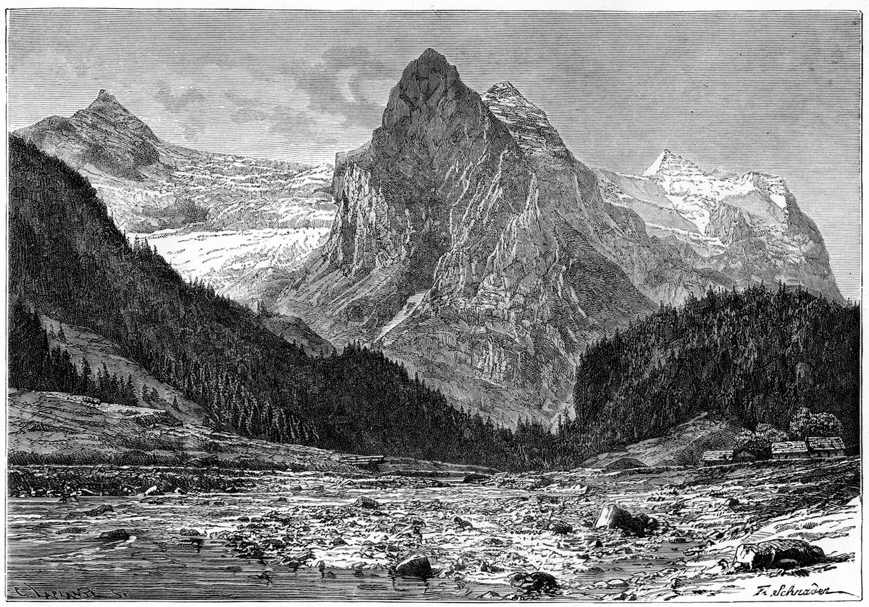 Wellhorn ve Rosenlaui Buzulu, İsviçre, 19. yüzyıl. by C. Laplante