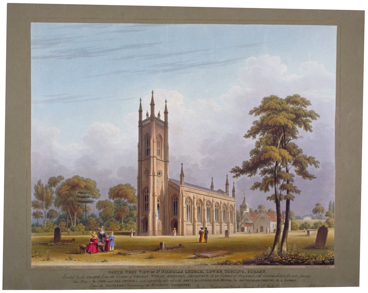 St Nicholas Kilisesi'nin güneybatı görünümü, Tooting, Londra, 1832. by C Rosenberg