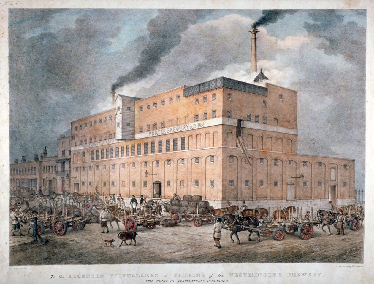 Horseferry Yolu üzerinde Westminster Ale ve Porter Brewery, Londra, c1840. by C Warren