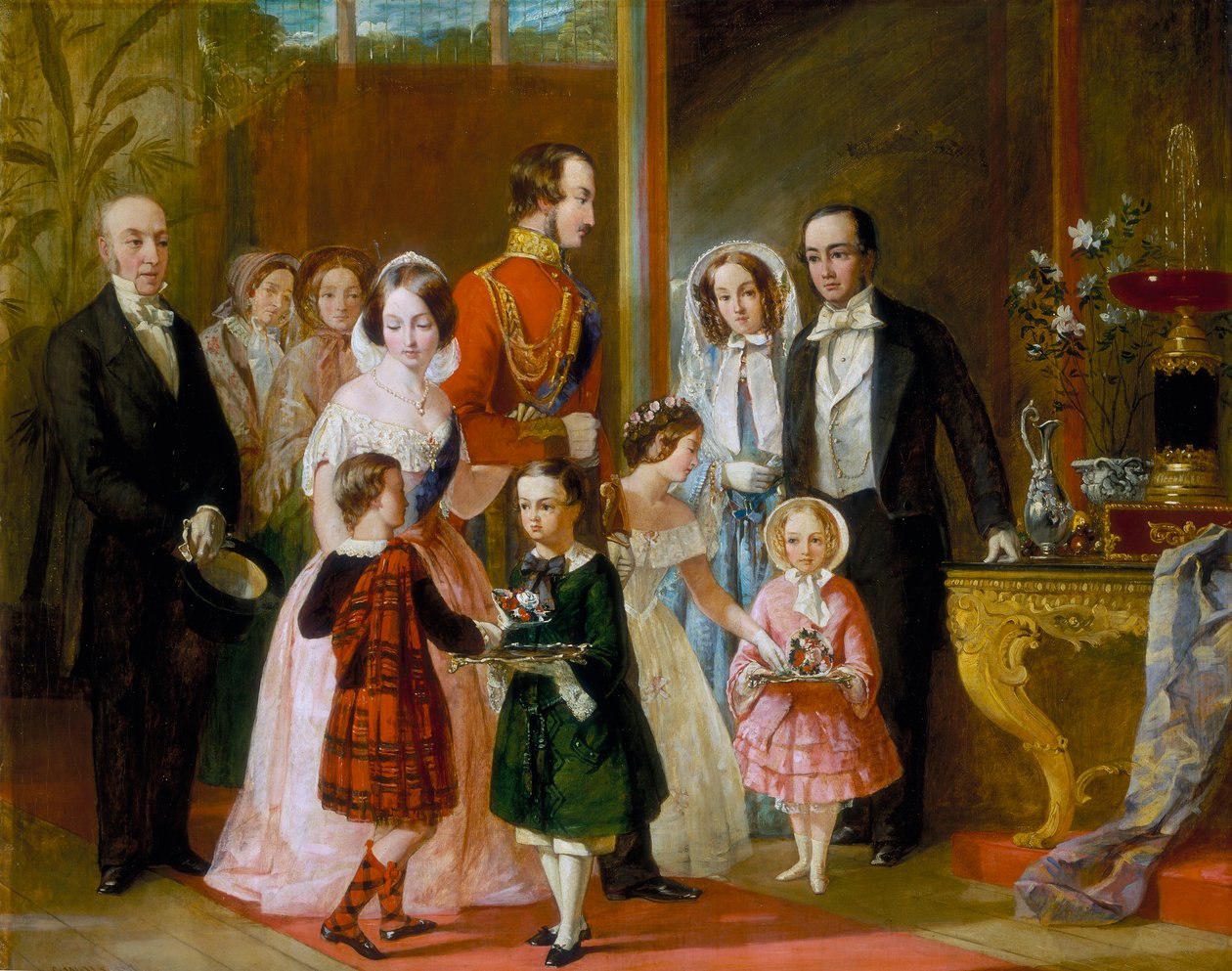 'Thomas Younghusband ve Ailesi Crystal Palace'da Kraliçe Victoria ve Ailesiyle Buluşuyor', c1854. by C Wells