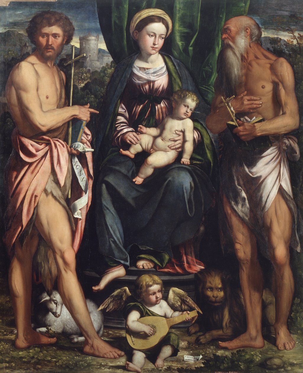 Vaftizci Yahya ve Aziz Jerome ile Madonna ve Çocuk by Callisto Piazza
