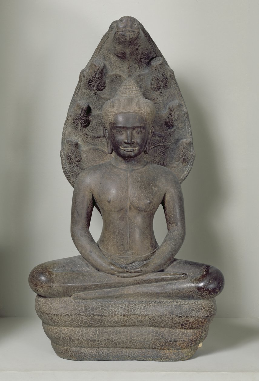 Naga, Angkor (bronz) üzerinde meditasyon oturan Buda by Cambodian School