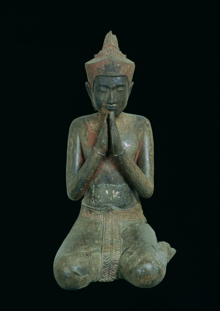 Diz çökmüş dua eden figür, Angkor, 15.-16. yüzyıl (bronz) by Cambodian School