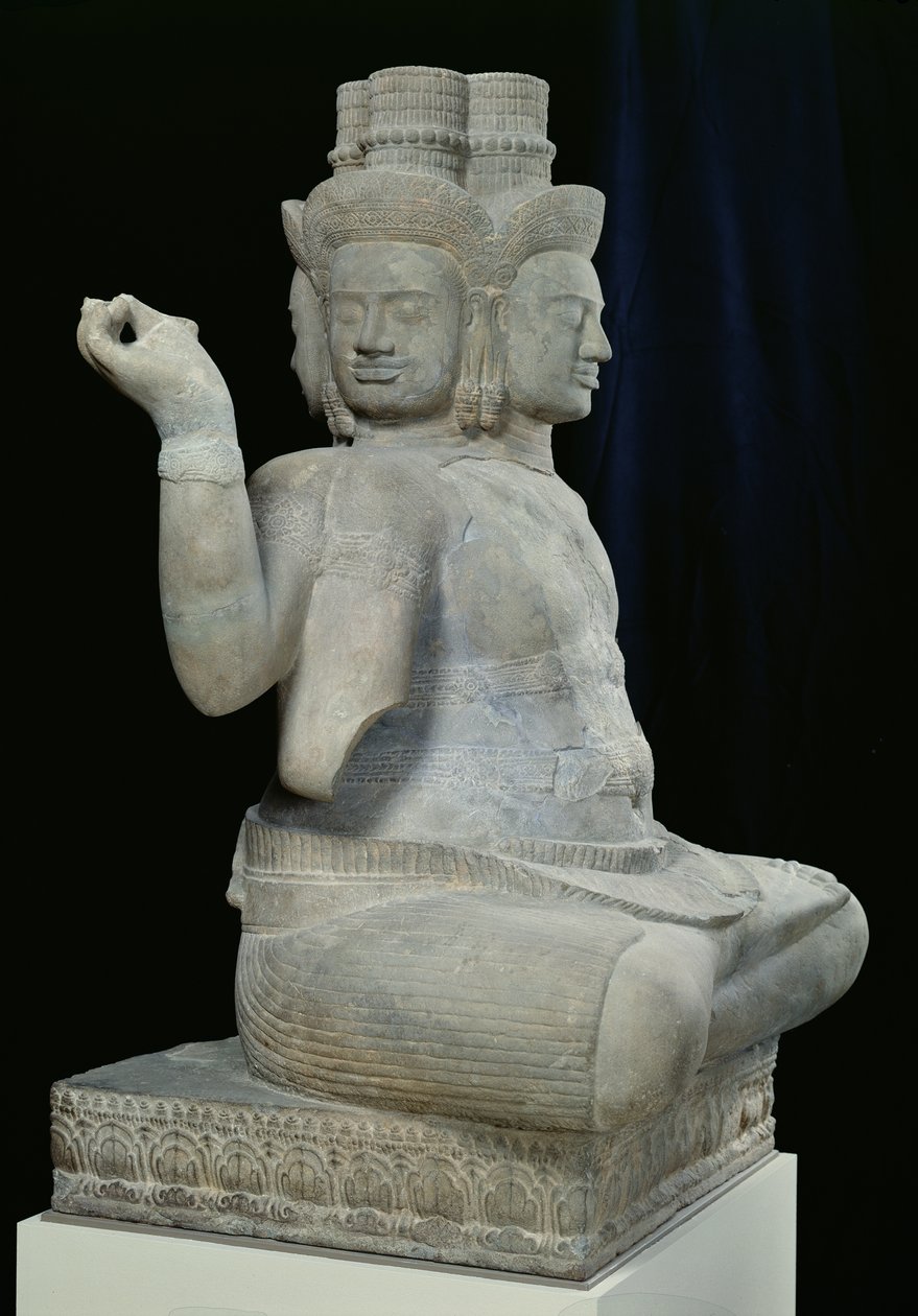 Batambang, Kamboçya, Koh Ker stili, 10. yüzyılın ortalarından dört yüzlü Brahma heykeli (kumtaşı) by Cambodian School