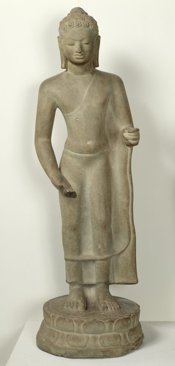 Standing Buddha, from Tuol Ta Hoy, Vat Phnom, Udong (sandstone) by Cambodian School