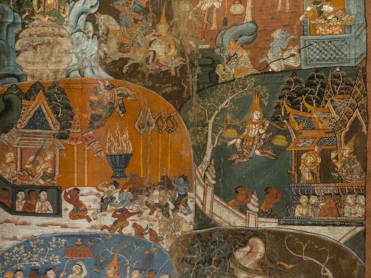 Boudha'nın (Dasa Jakata) son on yaşamı (detay). Kamboçya, 18. yüzyılın ikinci yarısı. Boyamak by Cambodian School