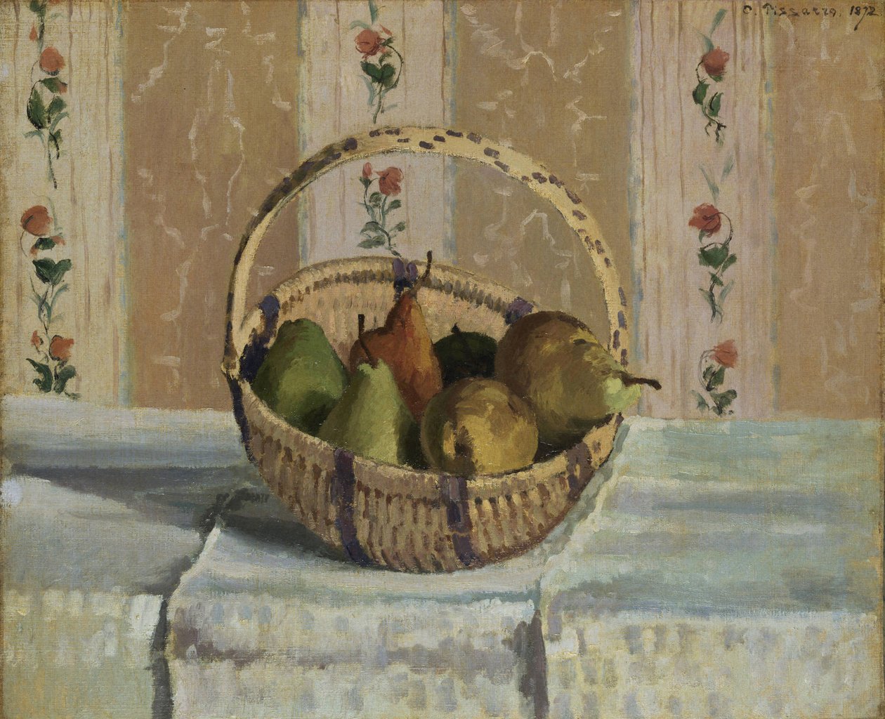 Yuvarlak Sepette Elmalar ve Armutlar by Camille Jacob Pissarro