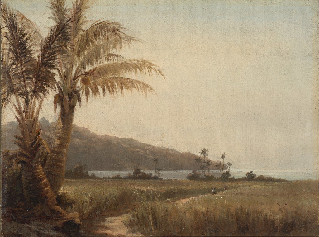 Deniz kenarında hindistan cevizi avuç içi by Camille Jacob Pissarro