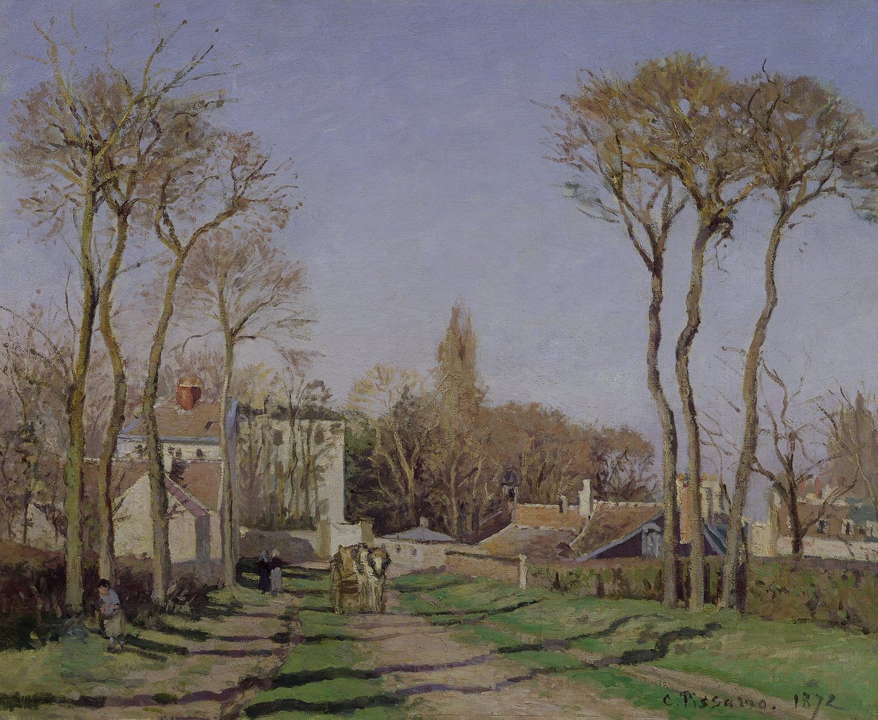 Voisins Köyü Girişi, Yvelines, 1872 by Camille Jacob Pissarro