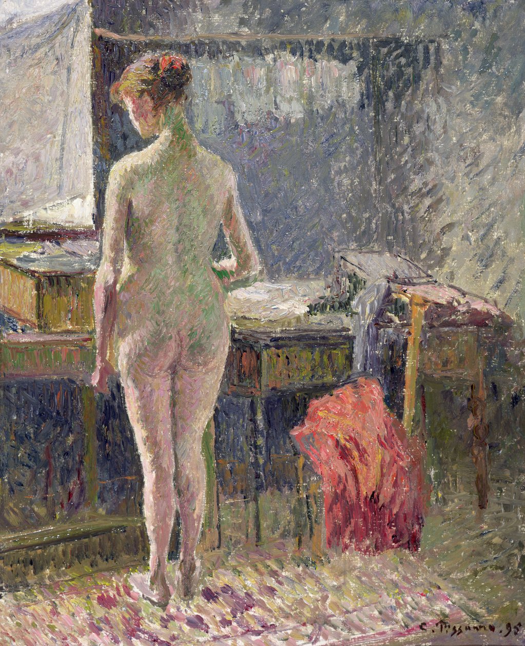 Arkadan Çıplak Kadın, 1895 by Camille Jacob Pissarro