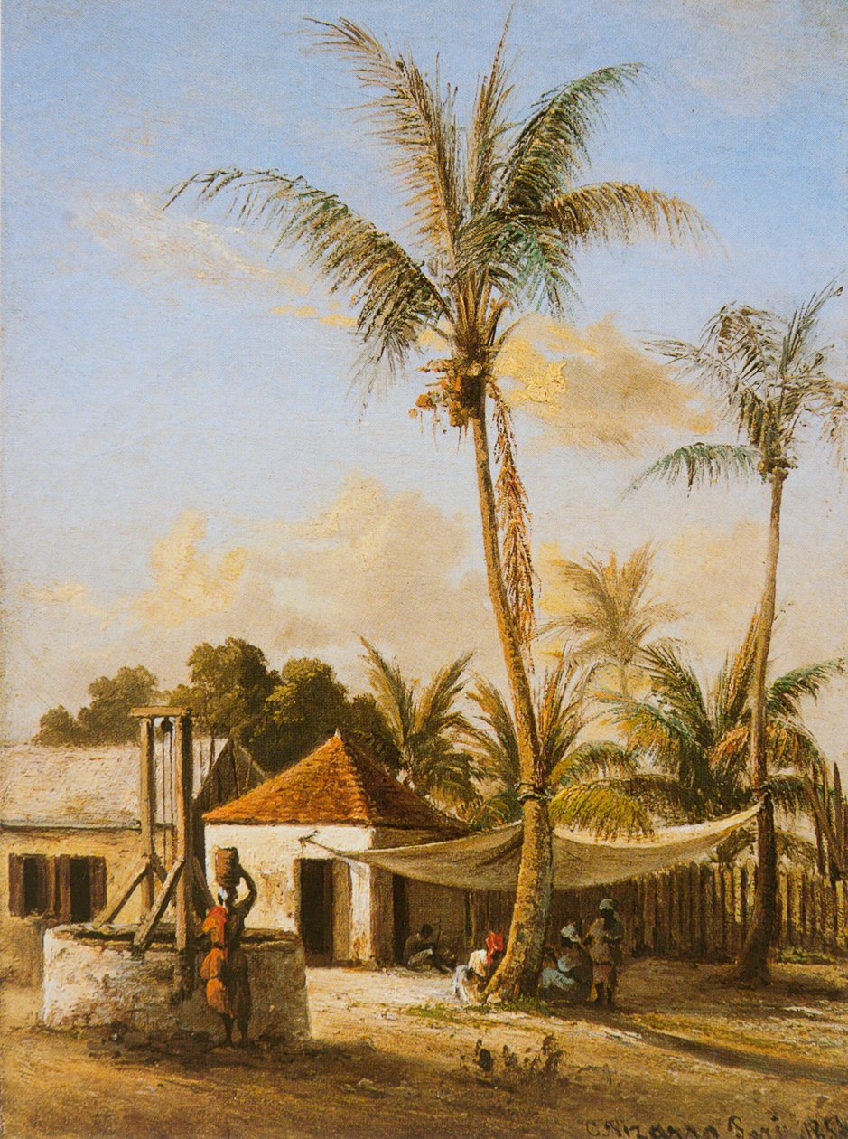 Bir Köy Kuyusunun Yanında Dinlenen Figürler by Camille Jacob Pissarro