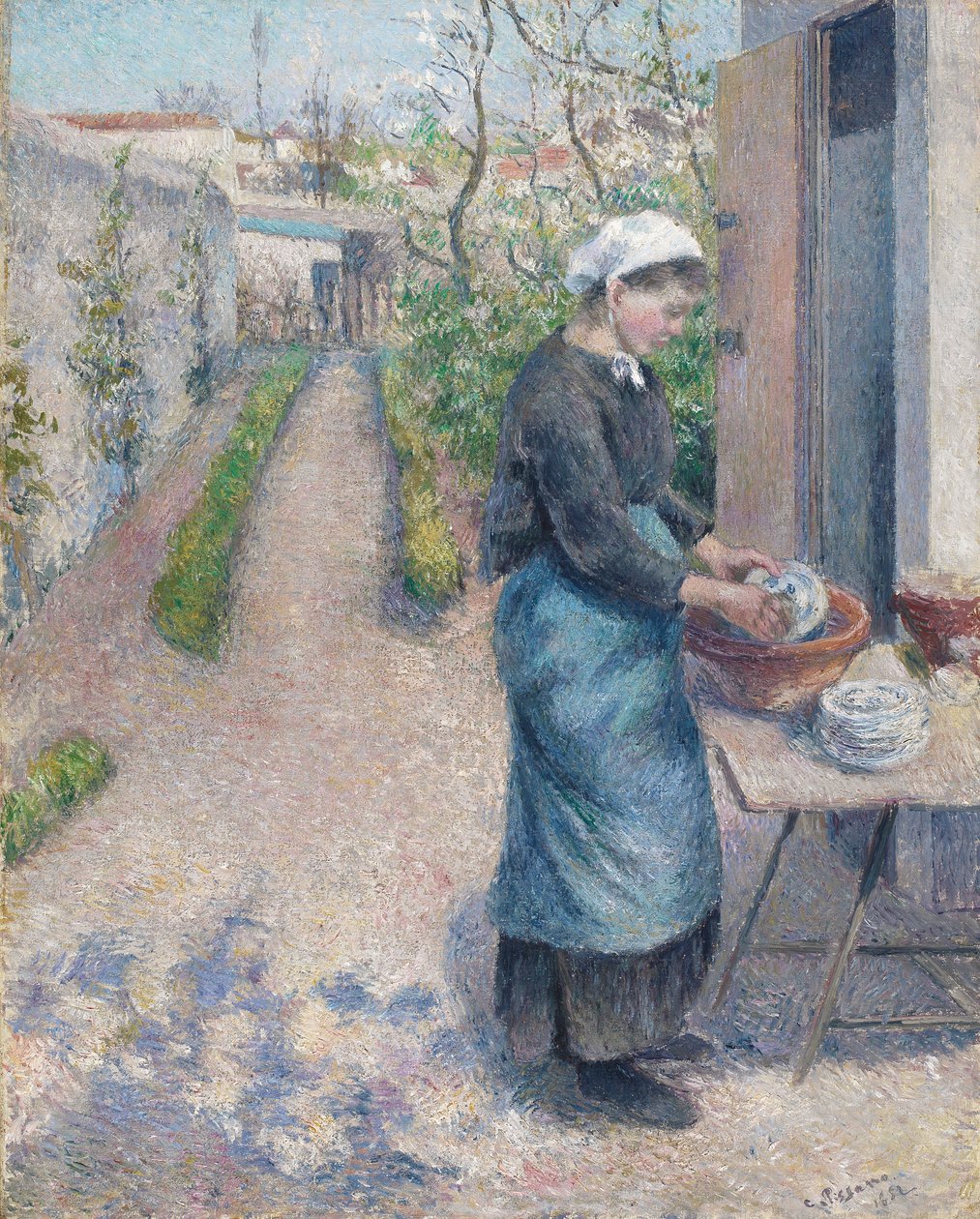 Pontoise Bahçesinde: Bulaşık Yıkan Genç Bir Kadın, 1882 by Camille Jacob Pissarro