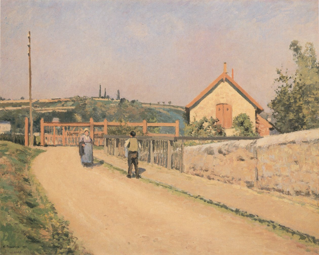Pontoise yakınlarındaki Pâtis demiryolu bariyeri by Camille Jacob Pissarro