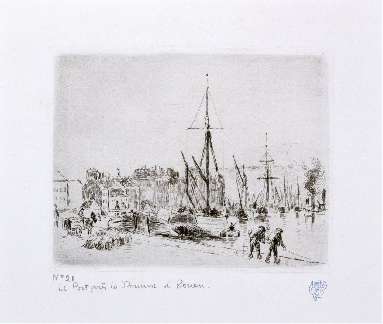 Rouen gümrüğüne yakın liman by Camille Jacob Pissarro
