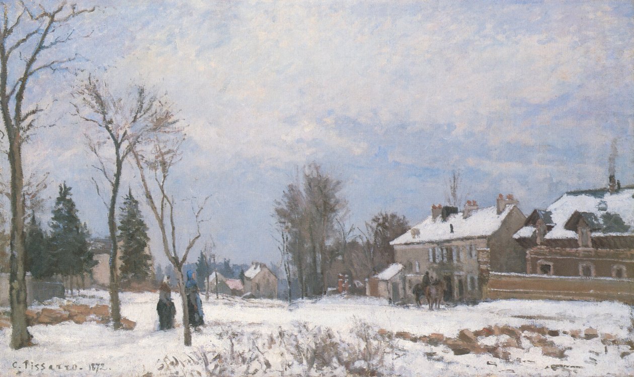 Saint-Germain, Louveciennes, kar etkisi Route de Versailles by Camille Jacob Pissarro