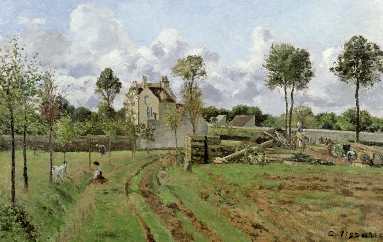 Manzara, Louveciennes, 1872 dolayları by Camille Jacob Pissarro