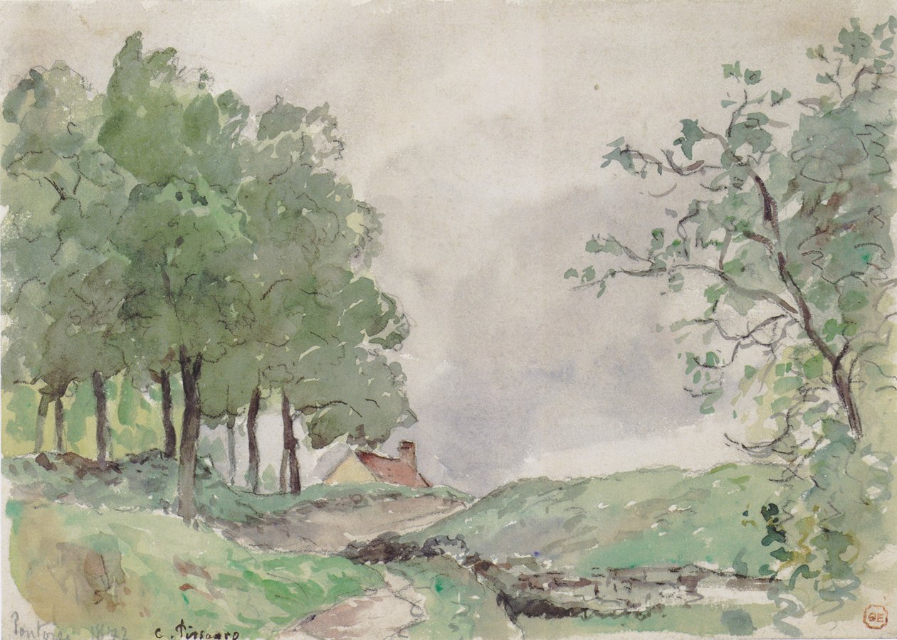 Pontoise yakınındaki manzara by Camille Jacob Pissarro