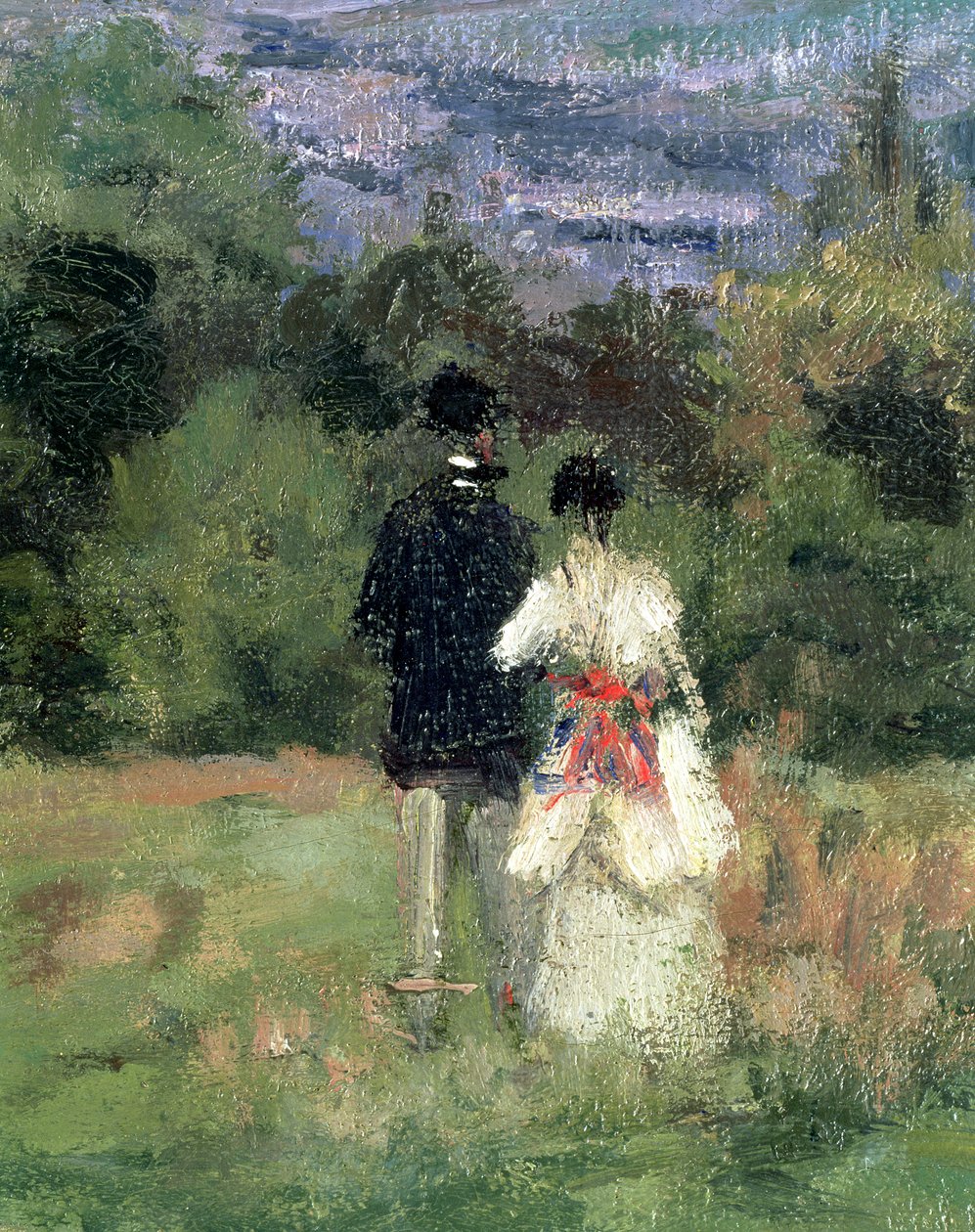Louveciennes, aşıkların detayı by Camille Jacob Pissarro