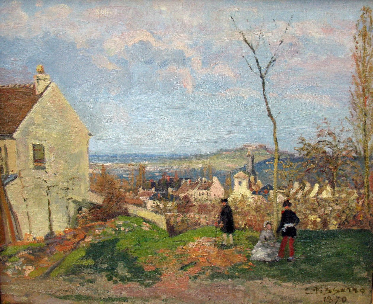 Arka planda Mont Valérien ile Louveciennes by Camille Jacob Pissarro