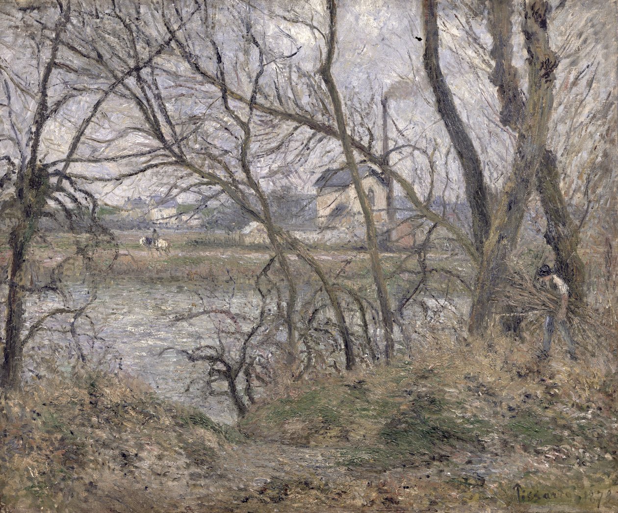 Oise Kıyıları, Pontoise yakınlarında, Bulutlu Hava, 1878 by Camille Jacob Pissarro