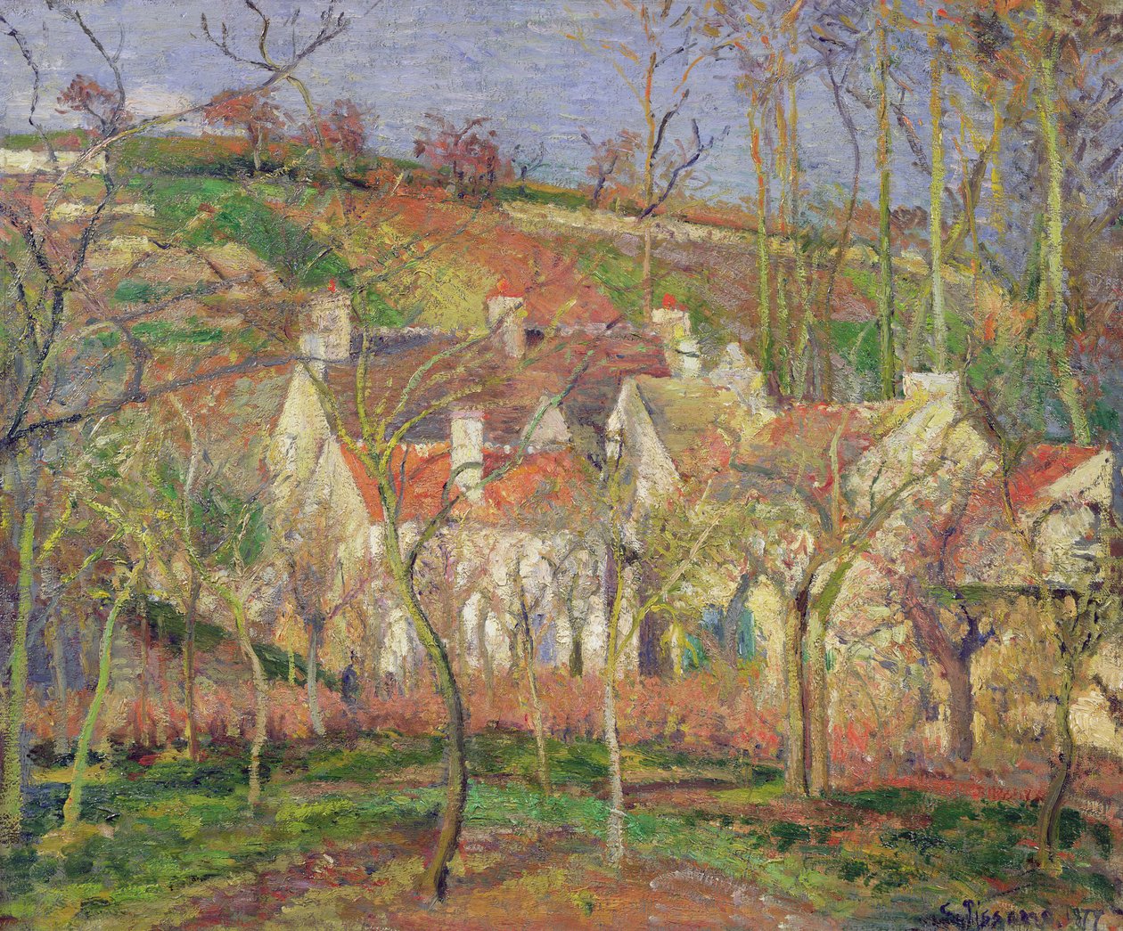 Kızıl Çatılar veya Bir Köyün Köşesi, Kış, 1877 by Camille Jacob Pissarro