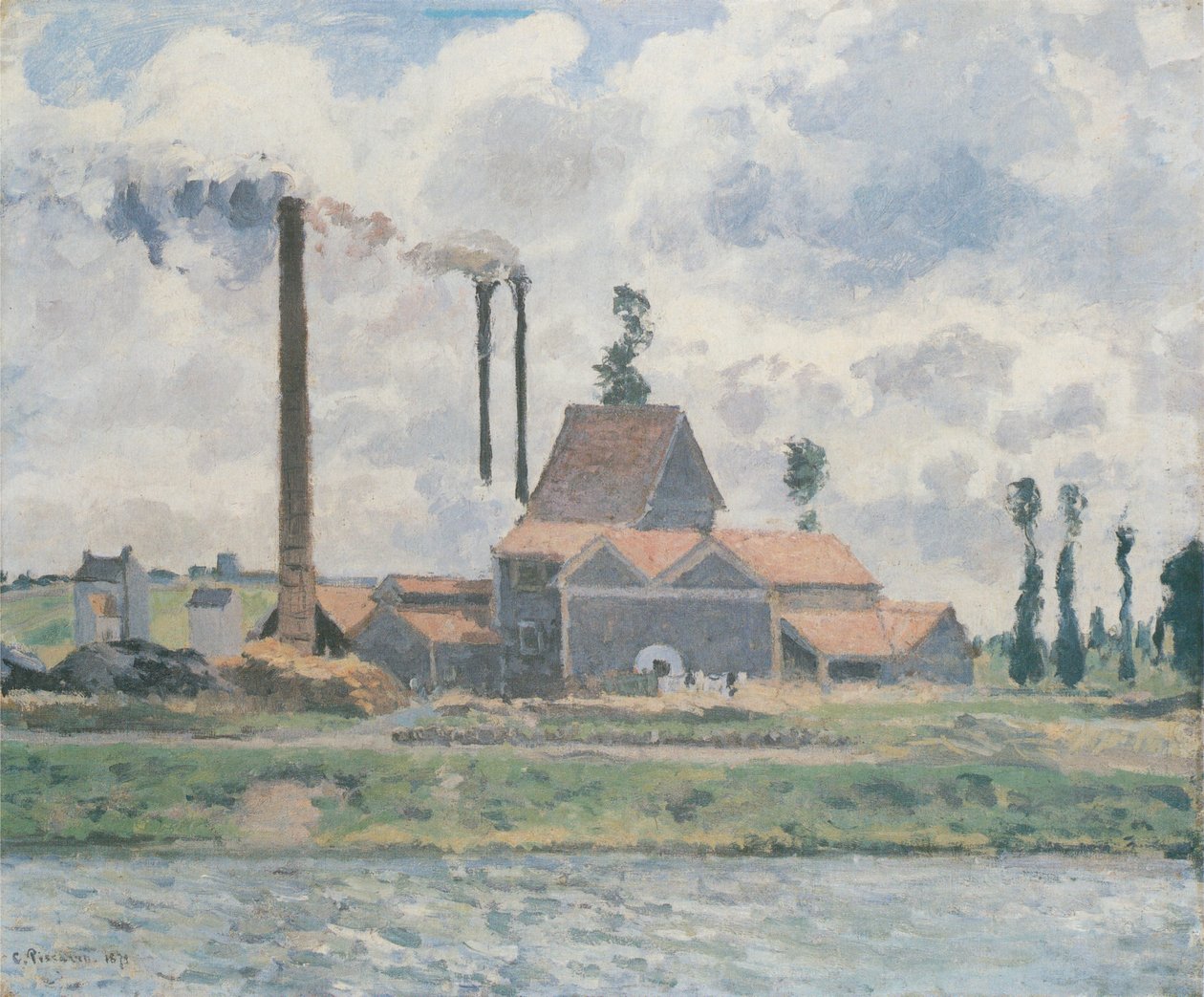 Pontoise yakınlarındaki fabrika by Camille Jacob Pissarro