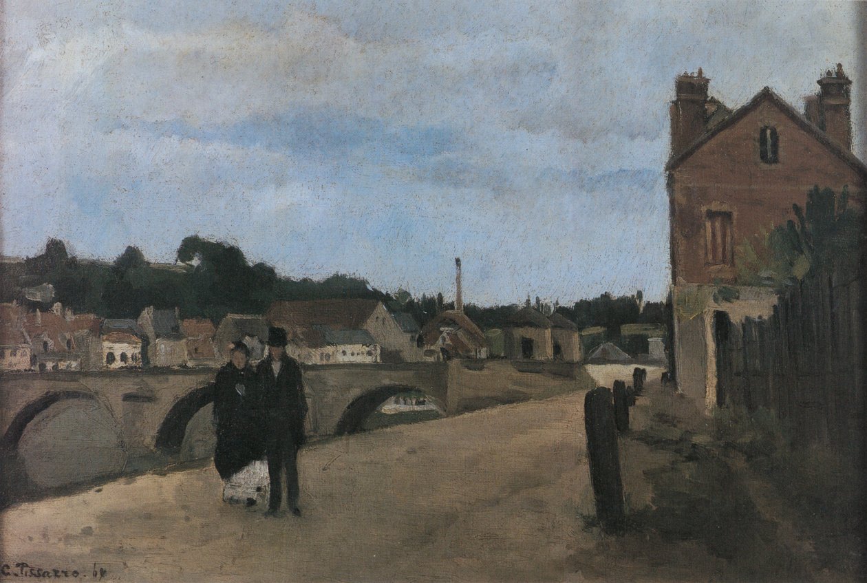 Pontoise manzarası, quai du Pothuis by Camille Jacob Pissarro