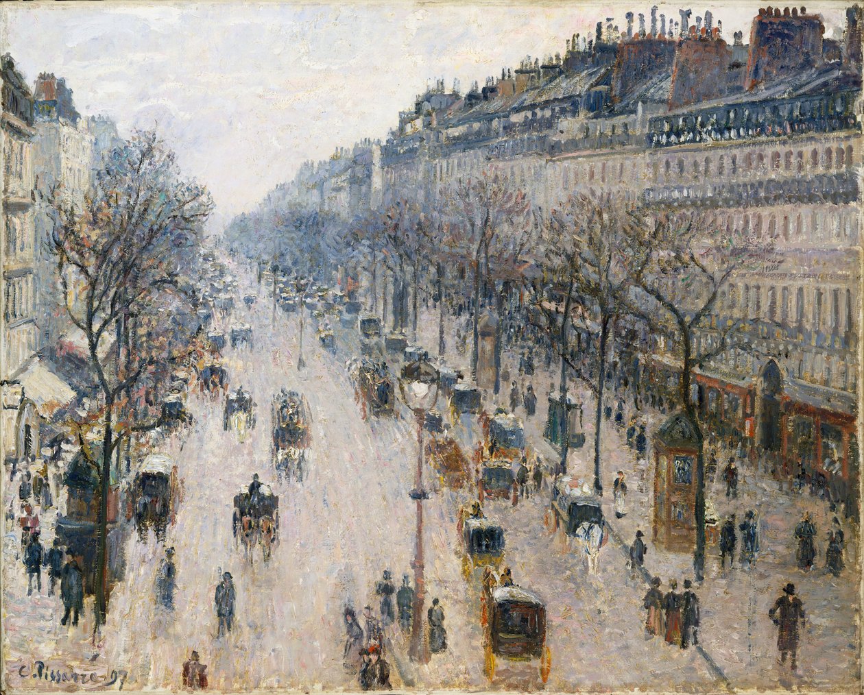 Bir kış sabahı Boulevard Montmartre by Camille Jacob Pissarro
