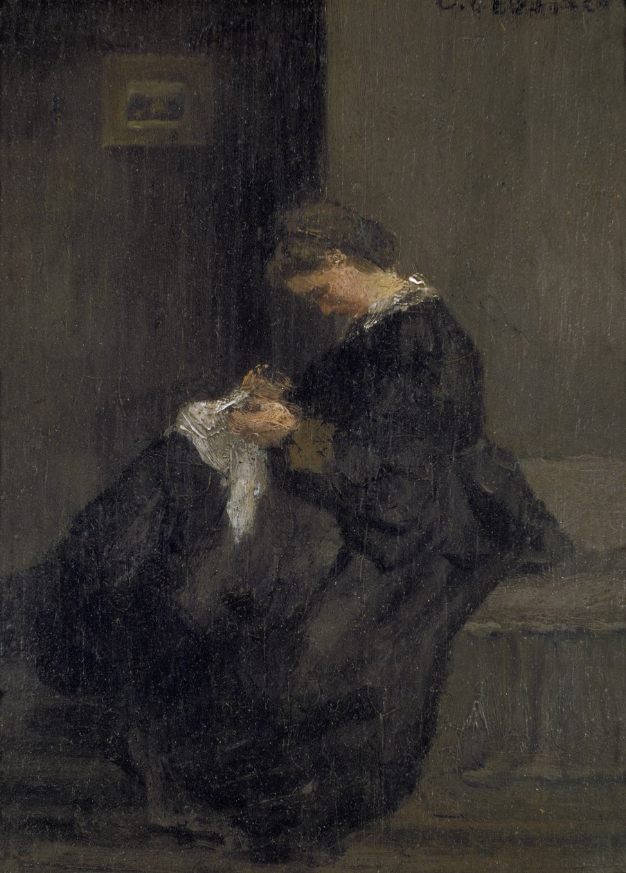 Madam Pissarro Dikiş, 19. yüzyıl by Camille Jacob Pissarro