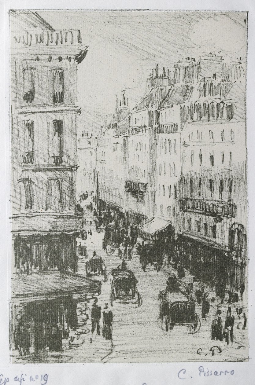 Rue Saint-Lazare, Paris, 1897 (çinko üzerine litografi) by Camille Jacob Pissarro