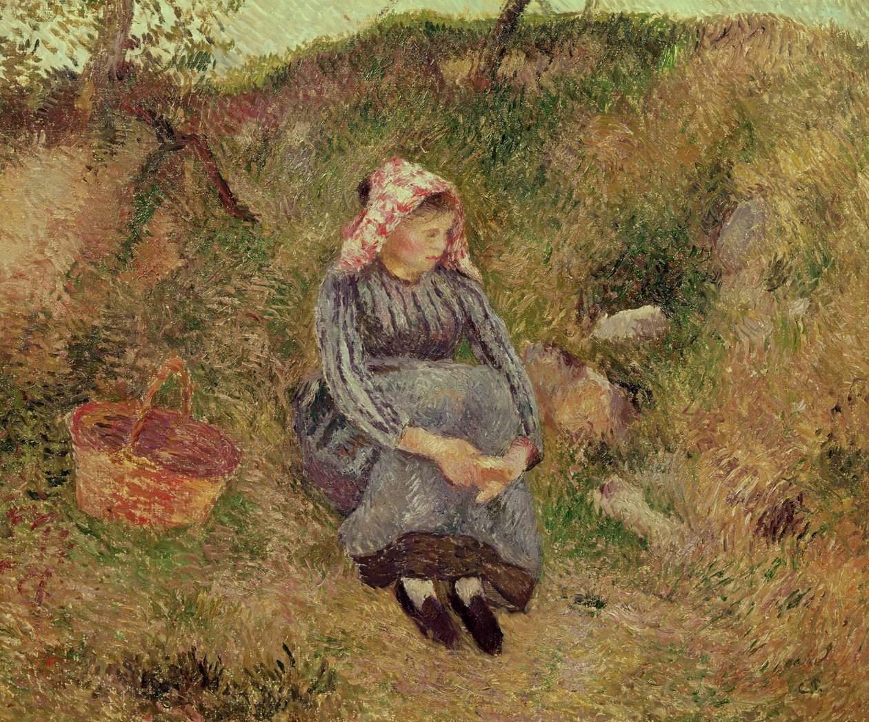Oturan Köylü Kız, 1883 by Camille Jacob Pissarro