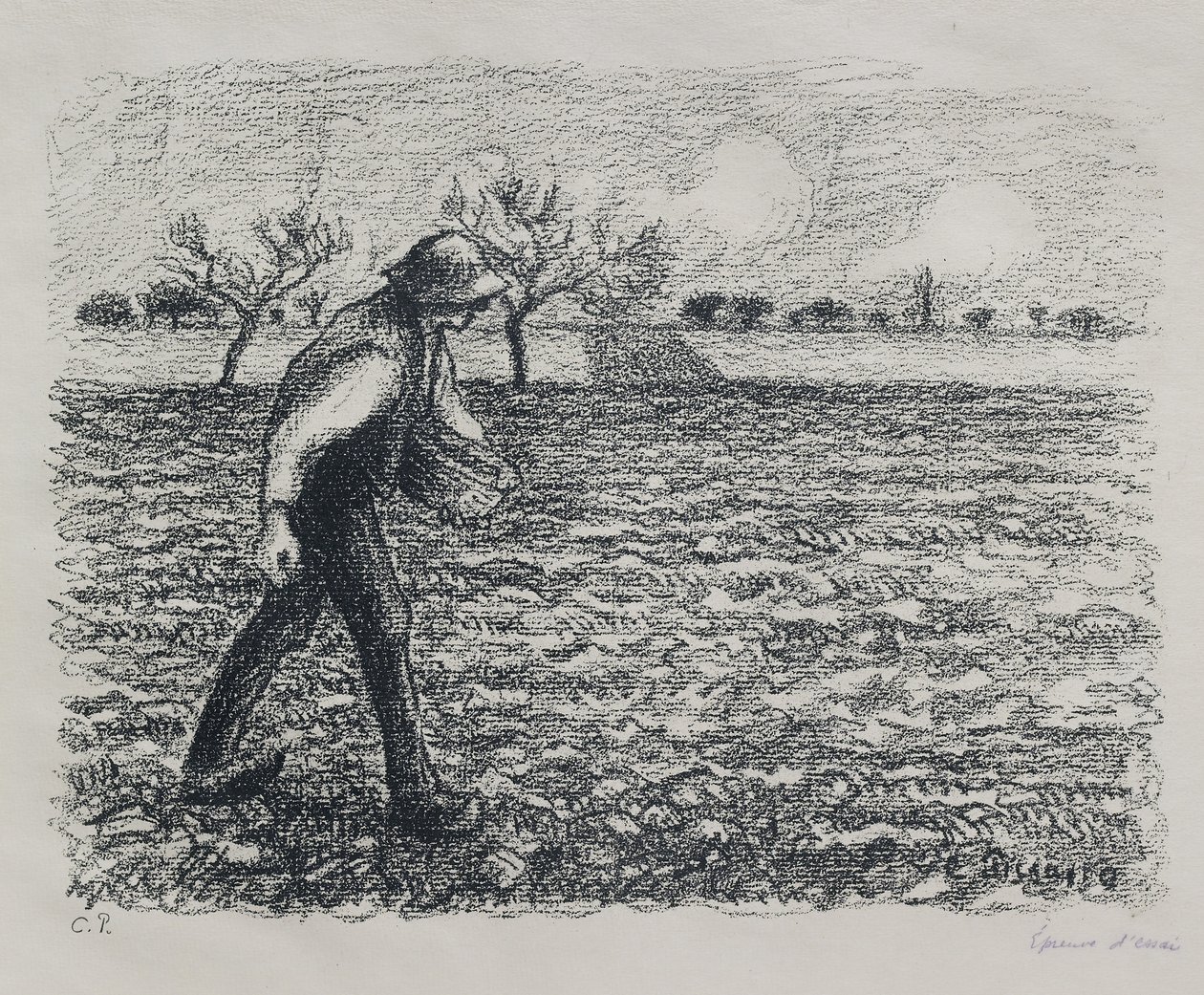 Sower, 1896 (çinko üzerine litografi) by Camille Jacob Pissarro