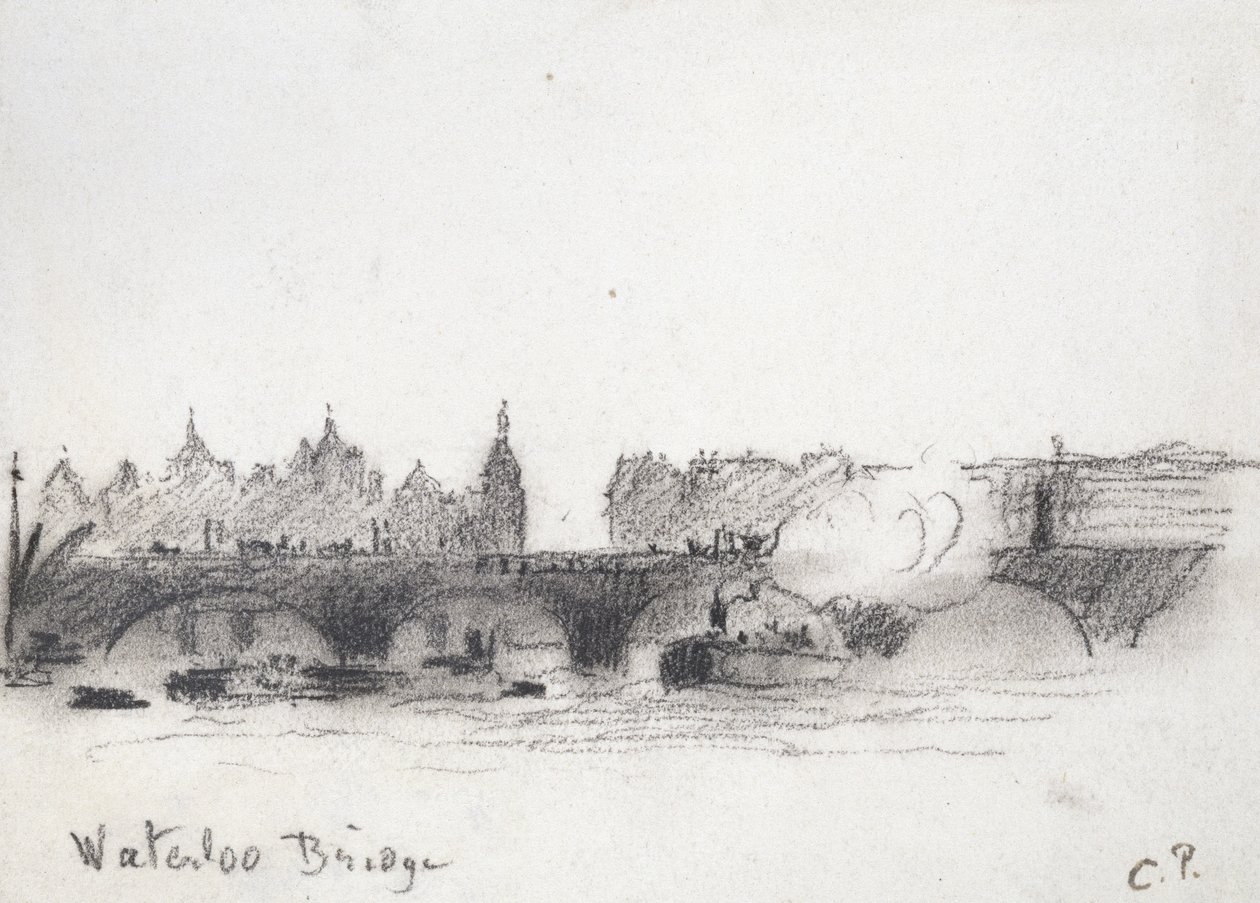 Waterloo Köprüsü Çalışması (kömür) by Camille Jacob Pissarro