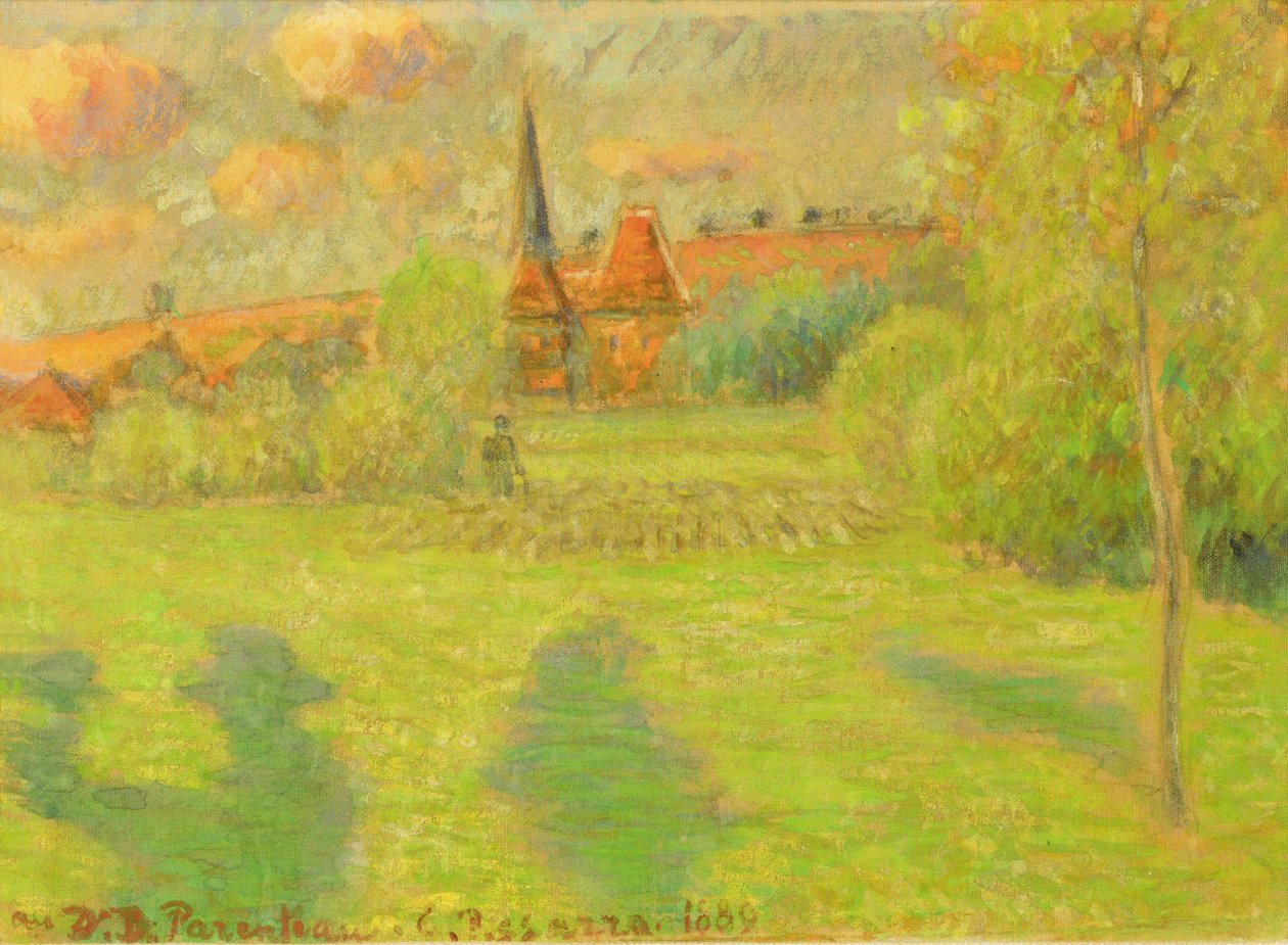Çoban ve Eragny Kilisesi, 1889 by Camille Jacob Pissarro