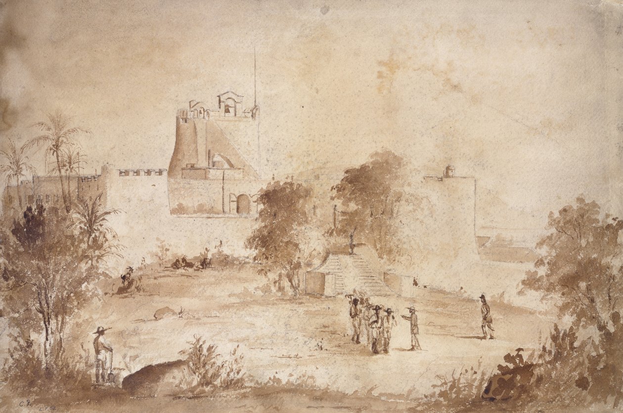 Askeri bir kalenin görünümü (kağıt üzerinde kurşun kalem üzerinde wc) by Camille Jacob Pissarro