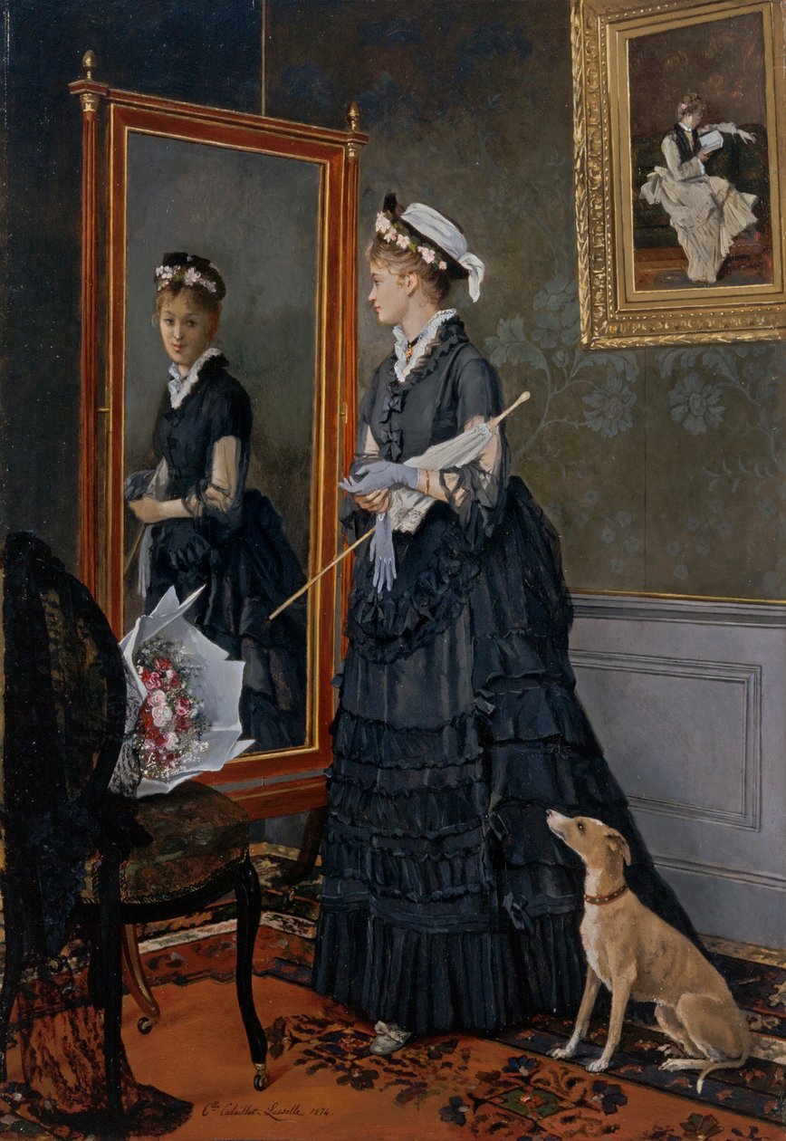 Aynada Kendine Bakan Zarif Kadın by Camille-Leopold Cabaillot-Lasalle