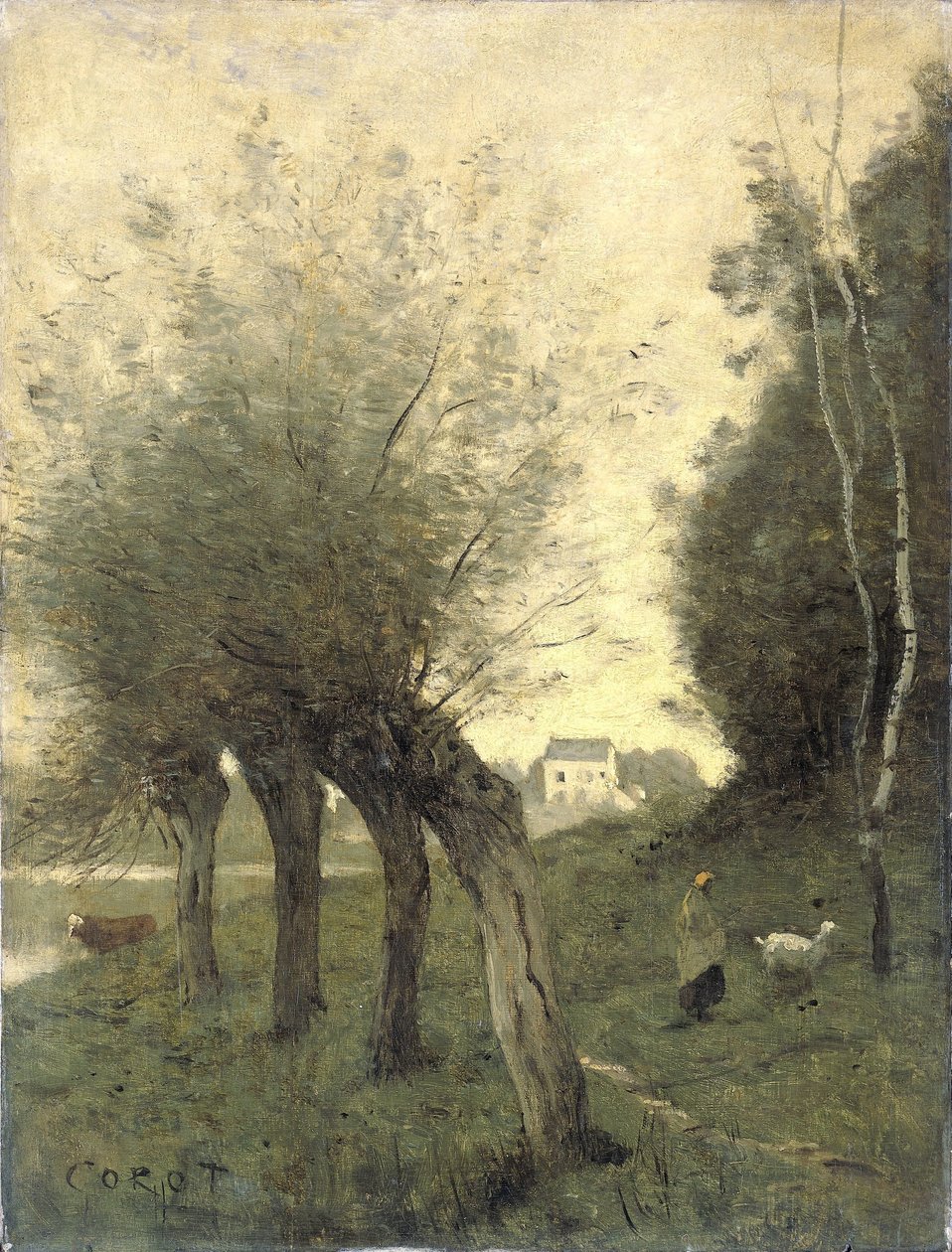 Pollard Willows ile Manzara by Camille Corot