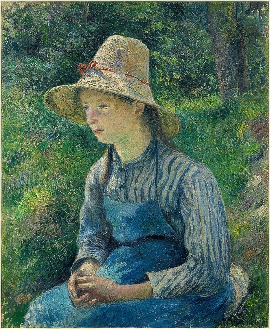 Hasır şapkalı köylü kız. 1881 by Camille Jacob Pissarro